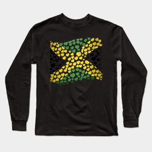 Heart shapes Jamaica Flag colors colours Jamaican Long Sleeve T-Shirt